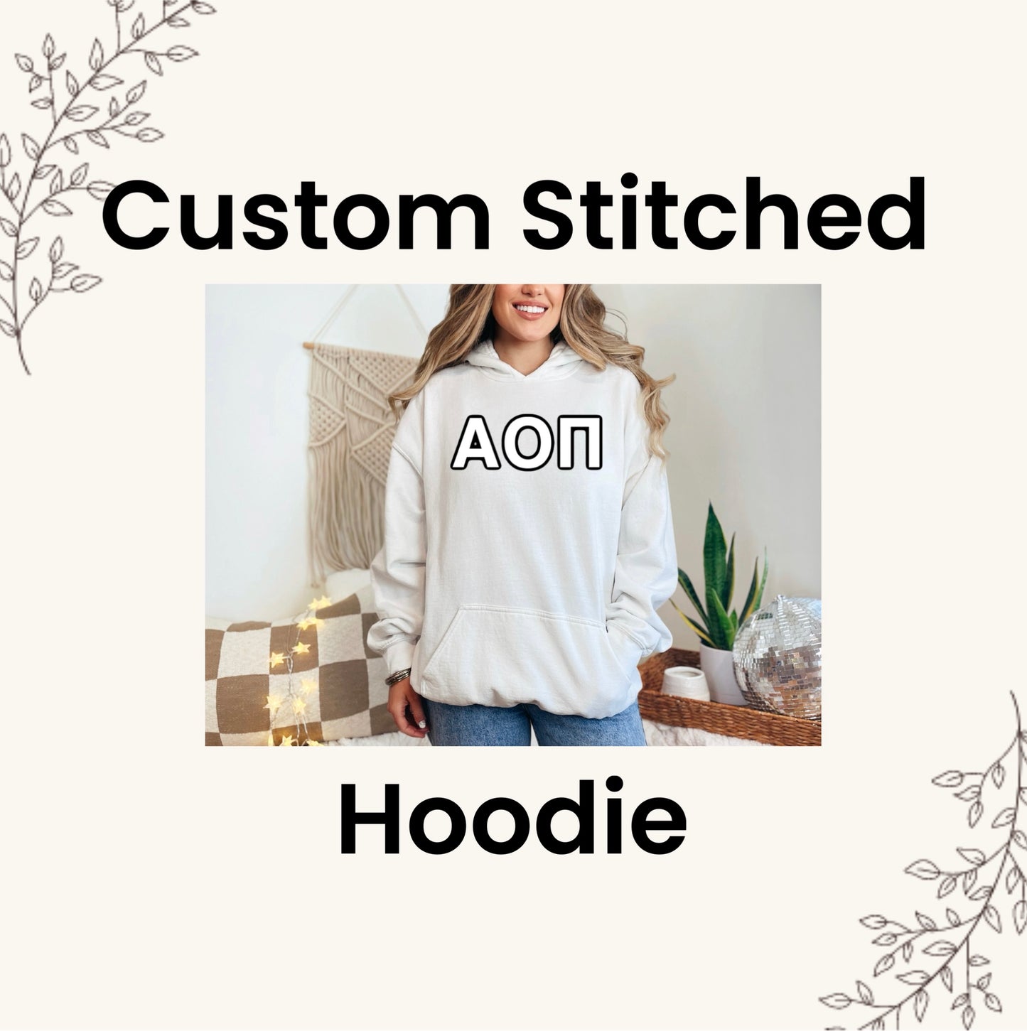 *Custom Stitched-Hoodie 3 Letter